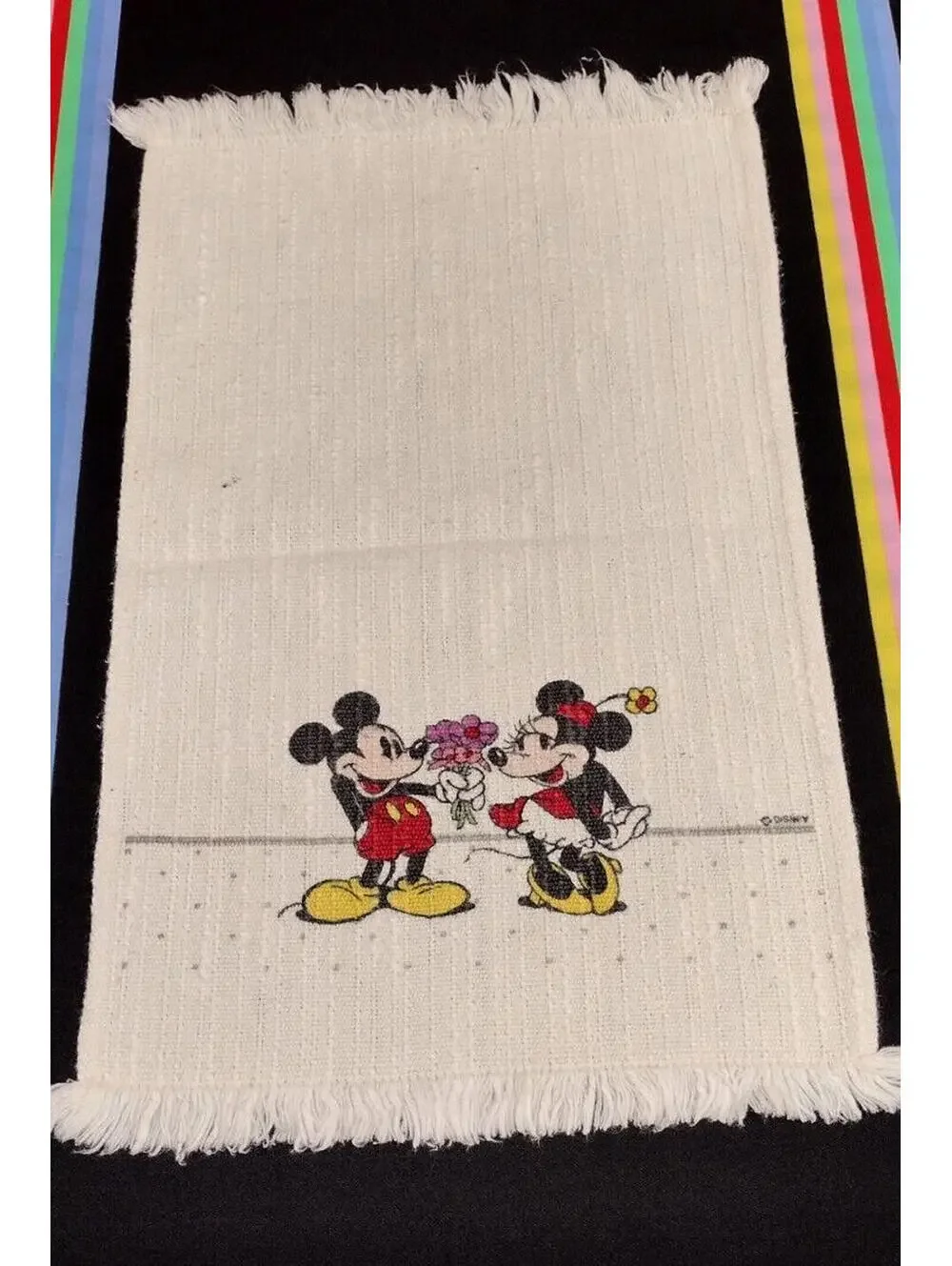 Vintage Mickey Mouse Minnie Hand Towel IN LOVE VERY OLD DISNEY COTTON TOWEL